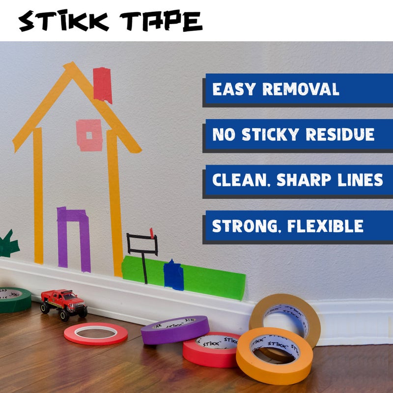 STIKK Painters Tape - 3pk Blue Painter Tape - 1 inch x 60 Yards - Paint Tape for Painting, Edges, Trim, Ceilings - Masking Tape for DIY Paint Projects - Residue-Free Painting Tape - Image 5